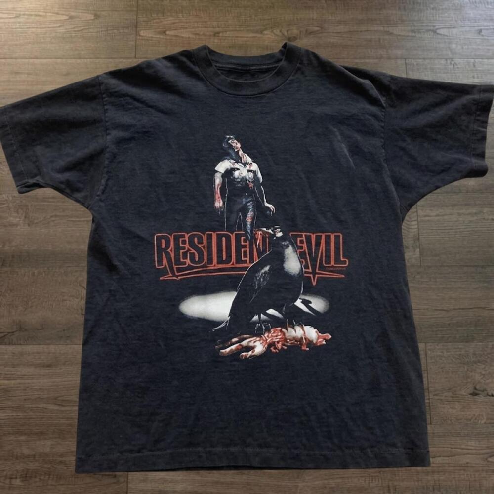Resident Evil Zombie Crow Kenneth Sullivan Vintage Black Graphic T-Shirt